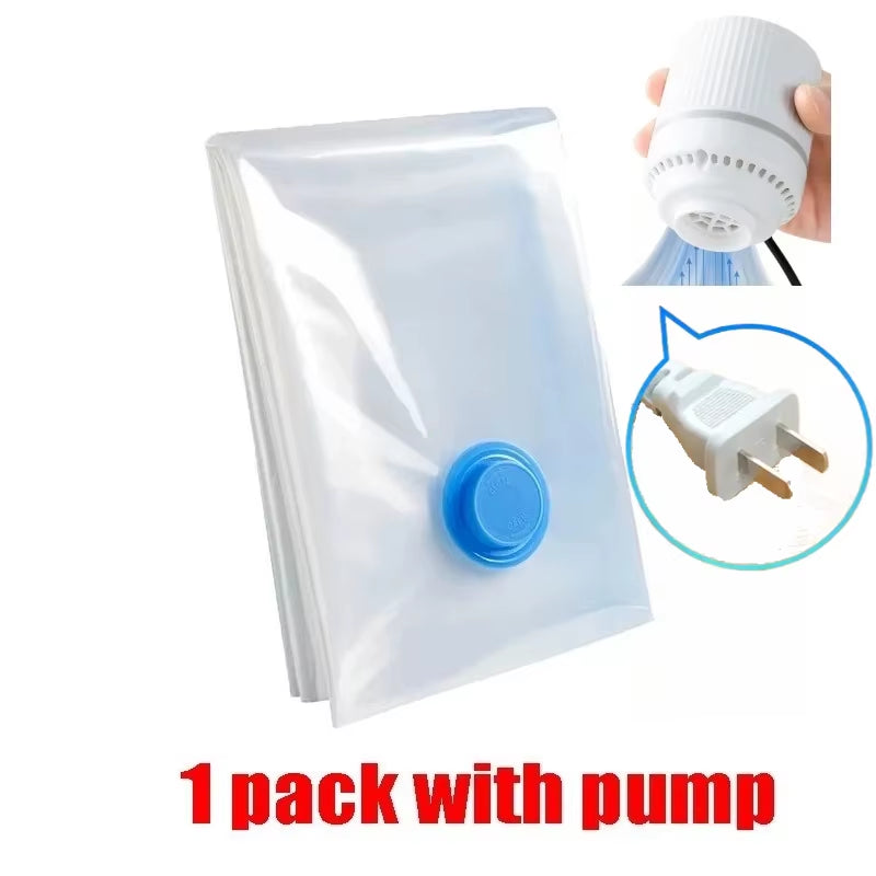 7 Sizes Reusable Vacuum Bags with Electric Pump Vacuum Compression Sealer Bag Mini Vacuum Sealer Machine for Clothes Organizer