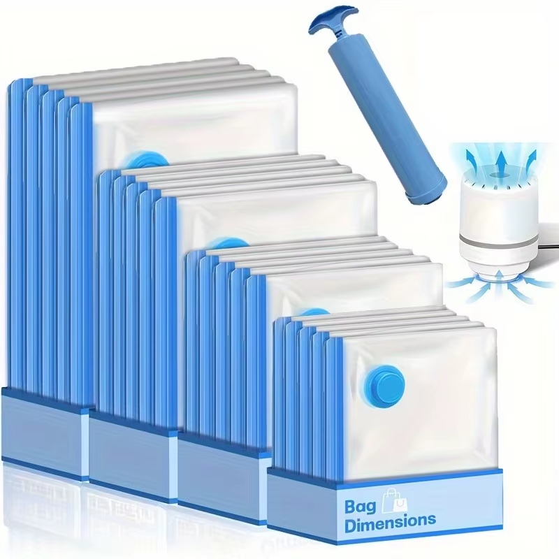 7 Sizes Reusable Vacuum Bags with Electric Pump Vacuum Compression Sealer Bag Mini Vacuum Sealer Machine for Clothes Organizer
