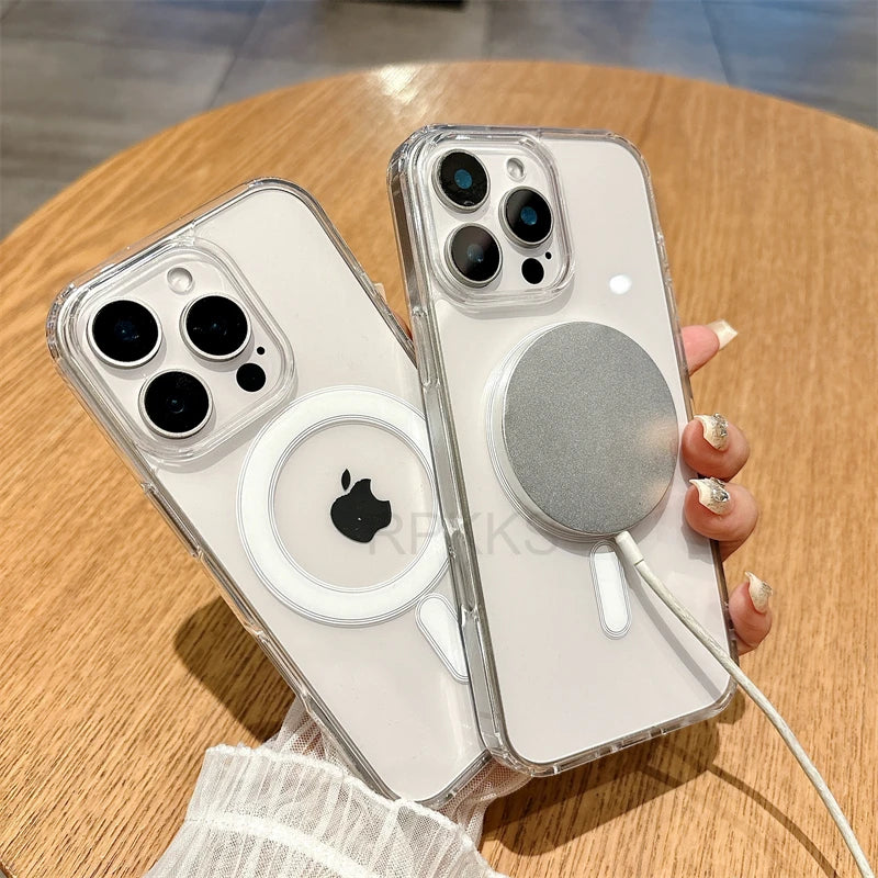 Protect your iPhone with the SnapCase. Crystal clear, scratch-resistant, and fully compatible with all MagSafe chargers and accessories. Sleek protection that never yellows.