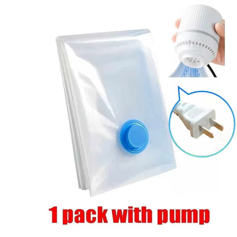 7 Sizes Reusable Vacuum Bags with Electric Pump Vacuum Compression Sealer Bag Mini Vacuum Sealer Machine for Clothes Organizer