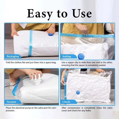 7 Sizes Reusable Vacuum Bags with Electric Pump Vacuum Compression Sealer Bag Mini Vacuum Sealer Machine for Clothes Organizer