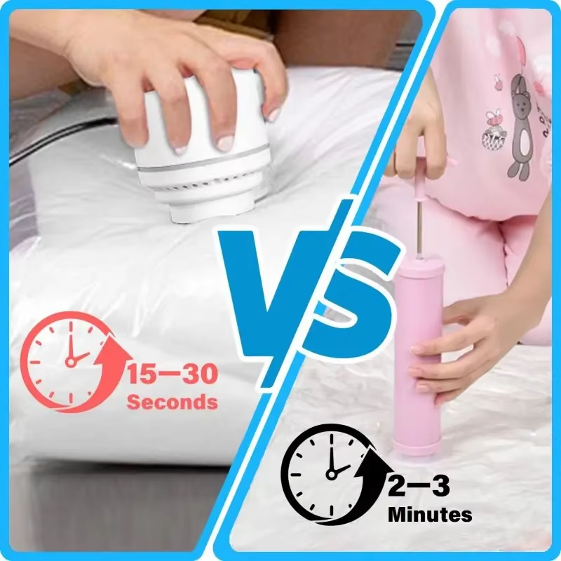 7 Sizes Reusable Vacuum Bags with Electric Pump Vacuum Compression Sealer Bag Mini Vacuum Sealer Machine for Clothes Organizer